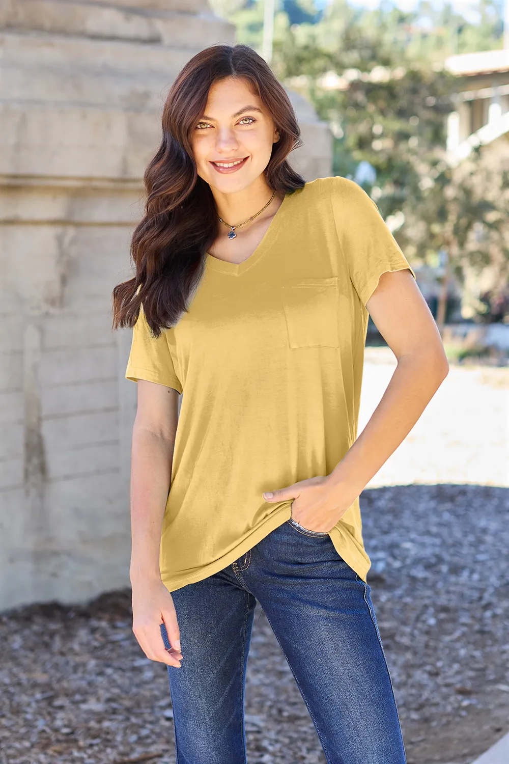 Bamboo Full Size V-Neck Short Sleeve T-Shirt, image 8
