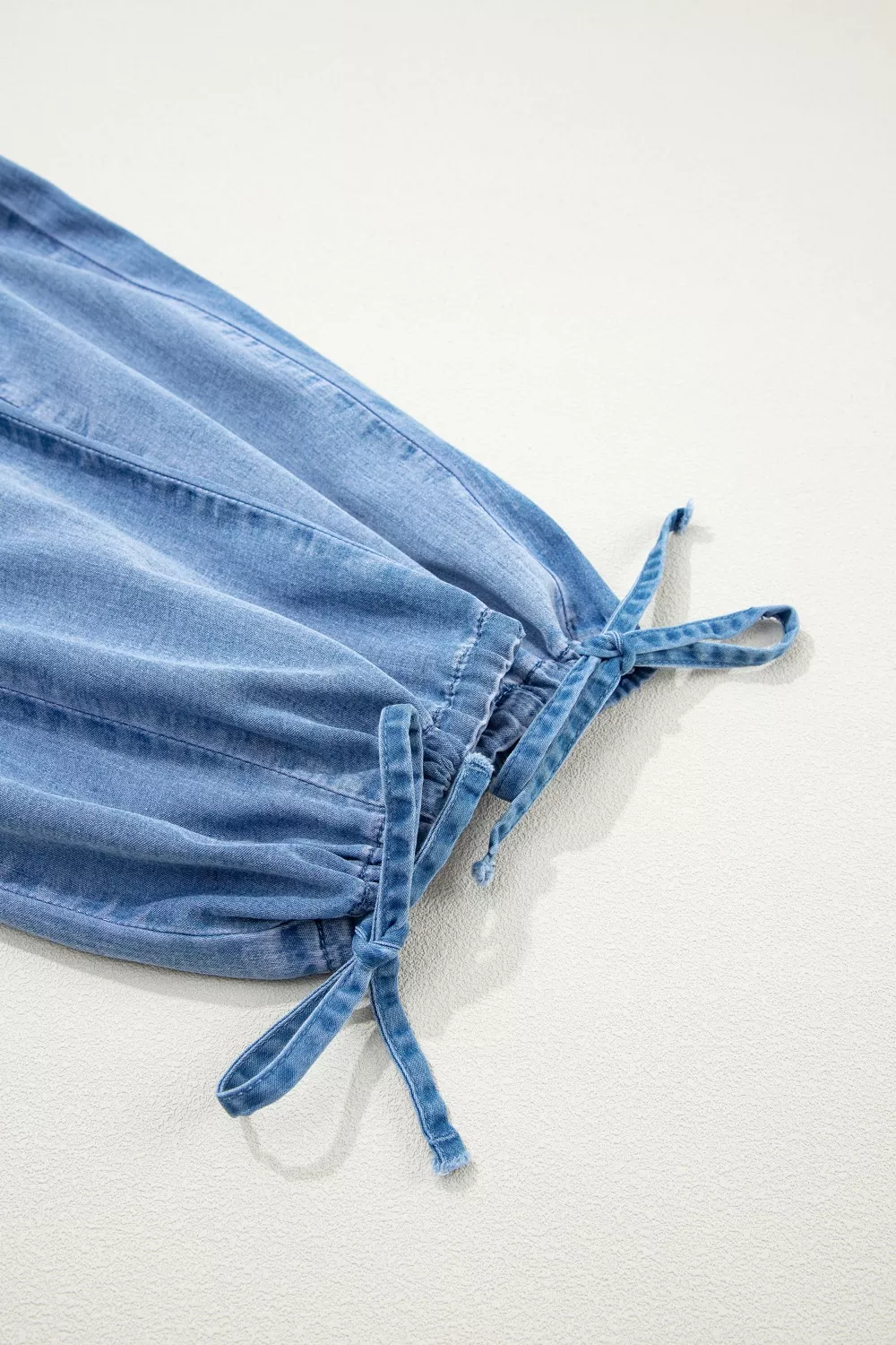 Drawstring Elastic Waist Pocketed Loose Jeans, image 8