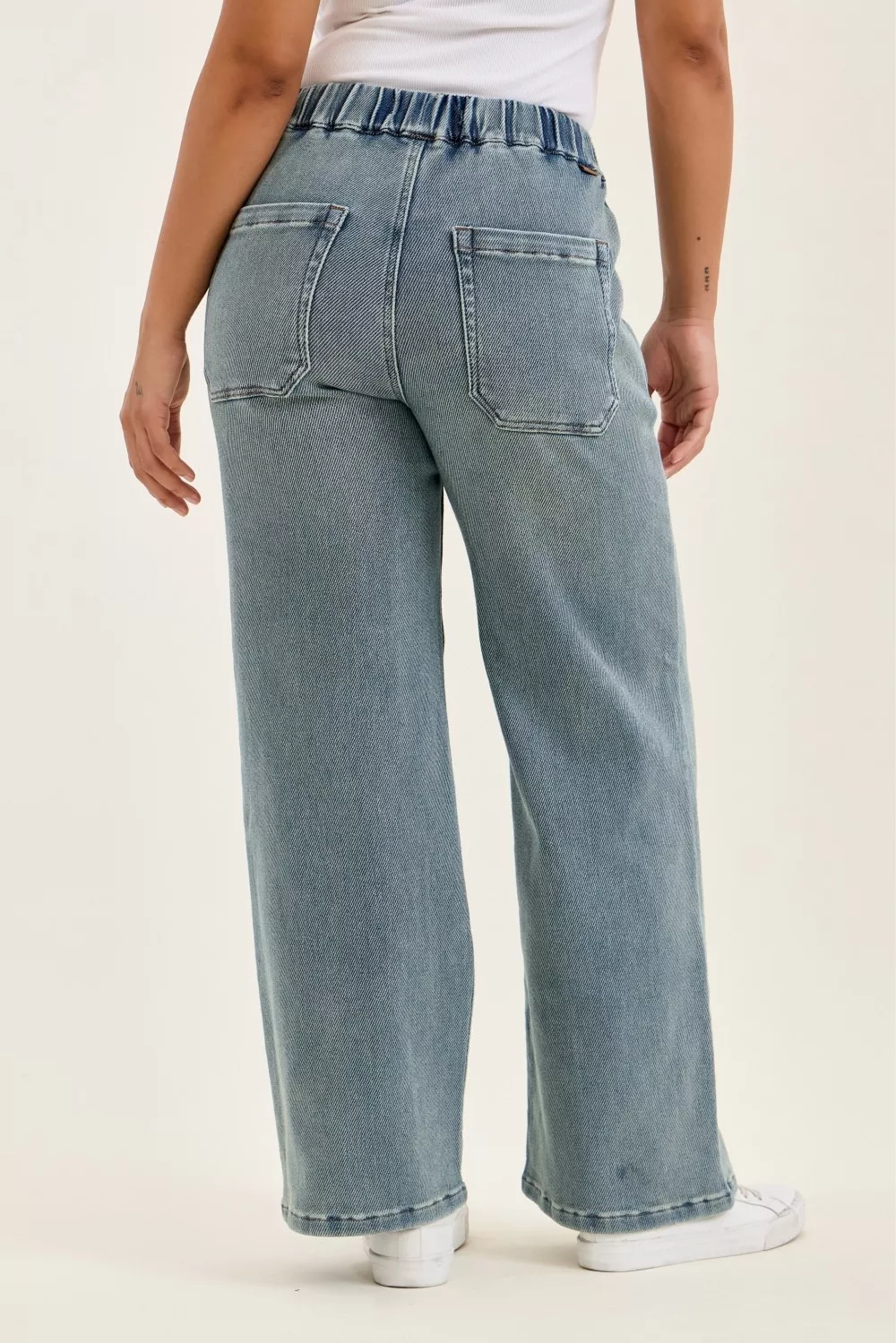 Hight Waist Wilhelmina Baggy Jeans with Md Aged Stone Blue Wash, image 4