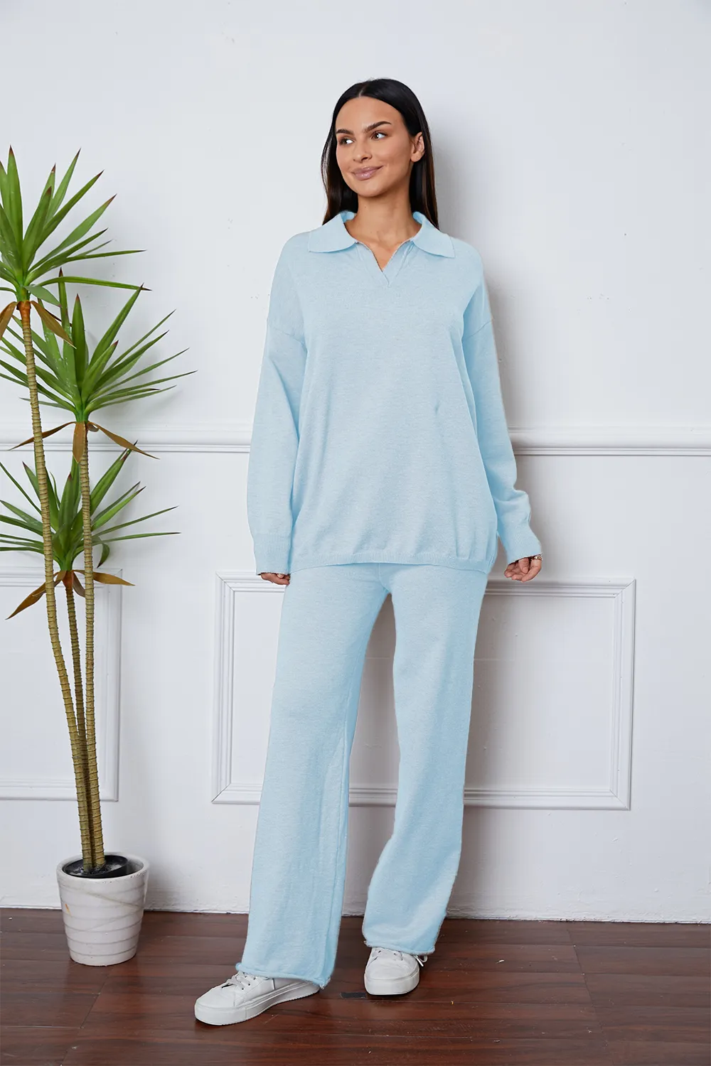 Dropped Shoulder Sweater and Long Pants Set, image 7