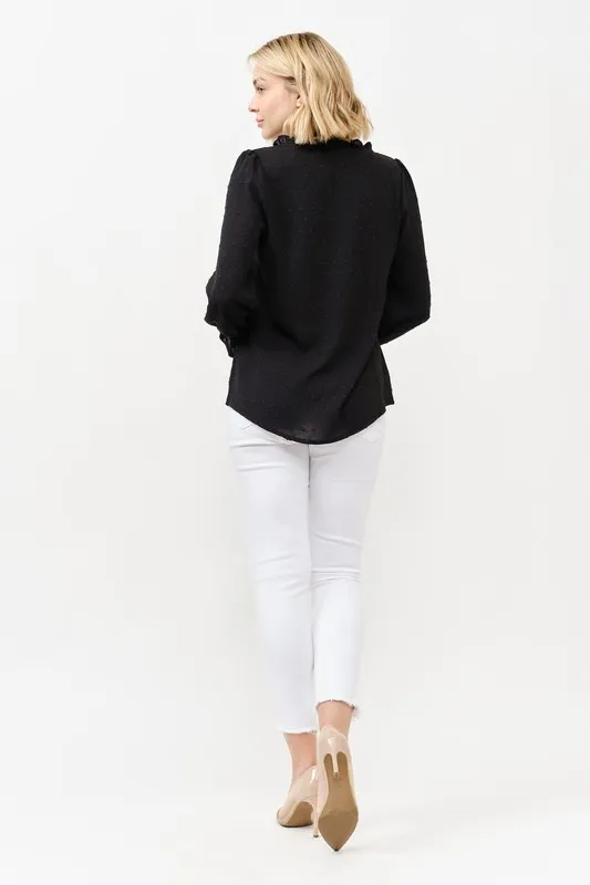 Polka Dot Ruffle Detailed Blouse Top, image 3