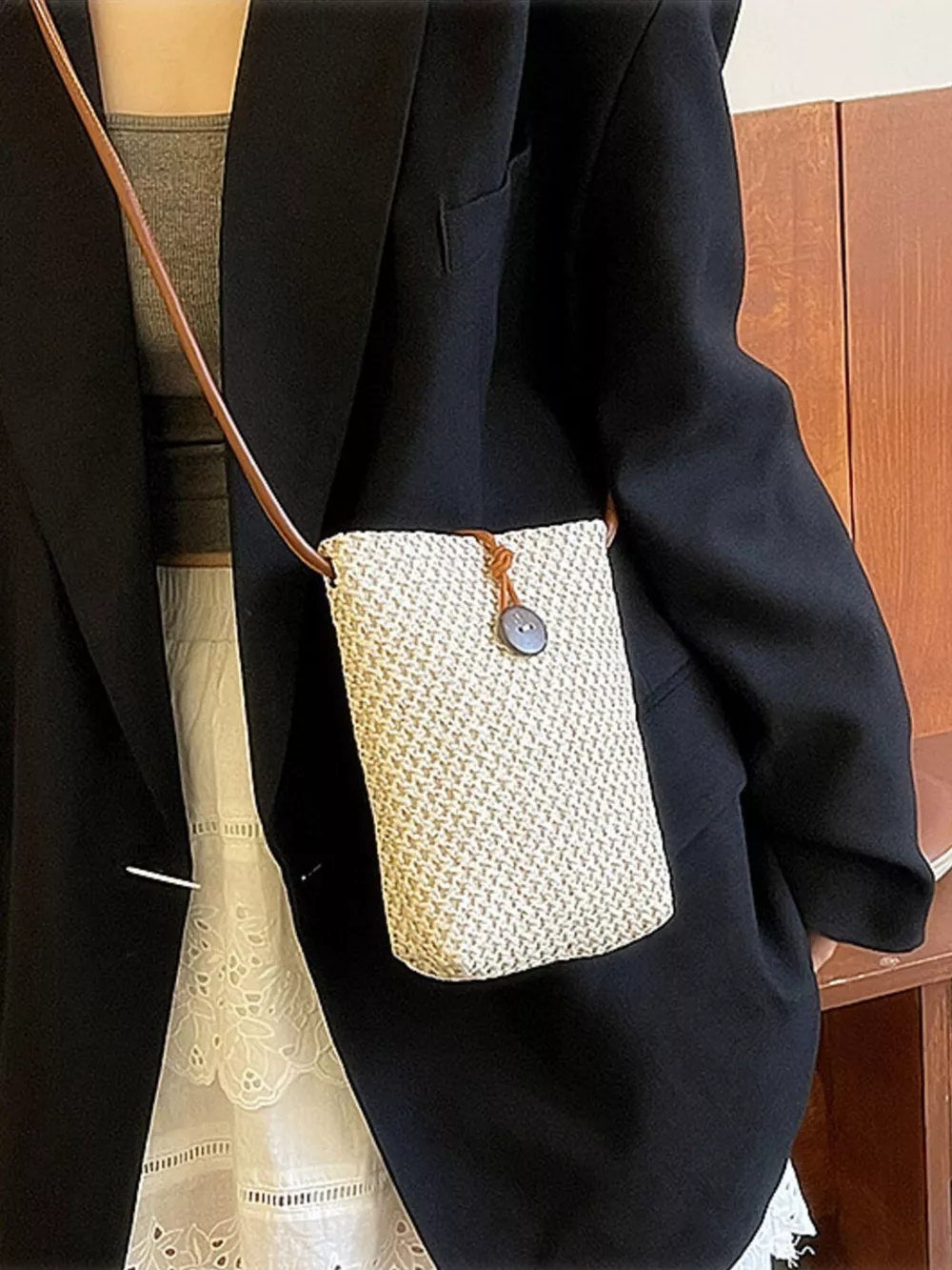 Woven Texture Crossbody Bag, image 3