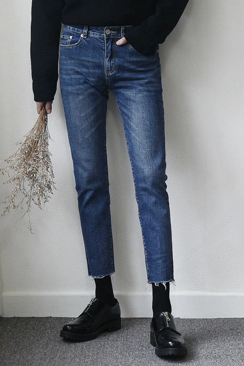 Men's Frayed Hem Skinny Jeans, image 6