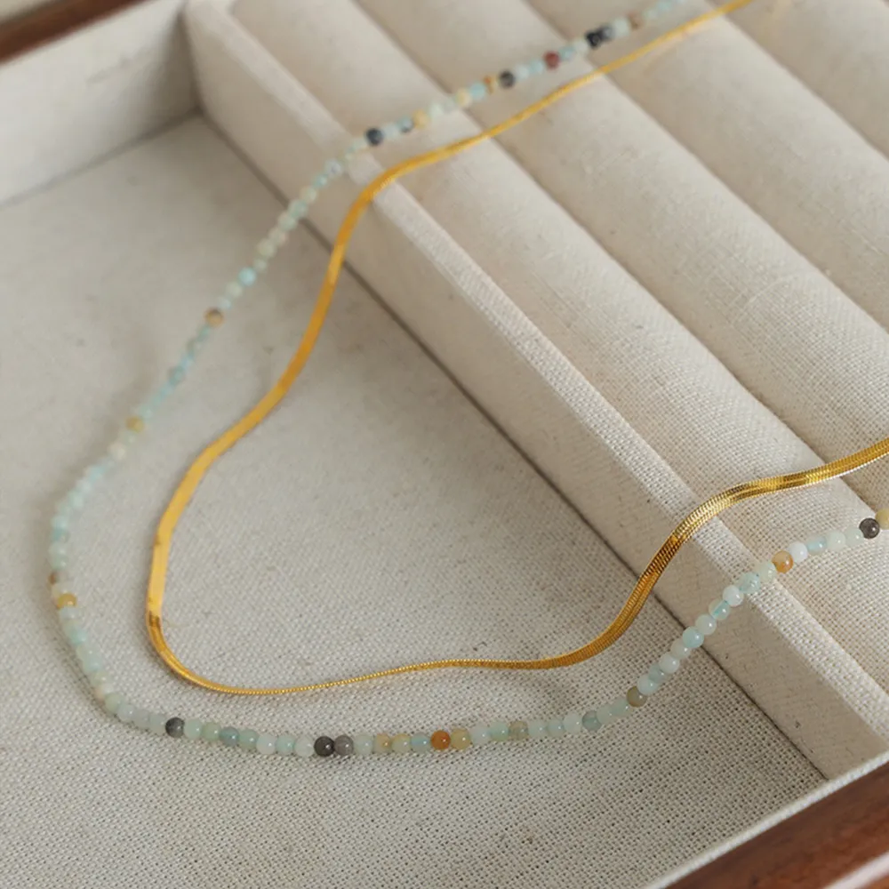 Beaded Titanium Steel Double-Layered Necklace, image 7