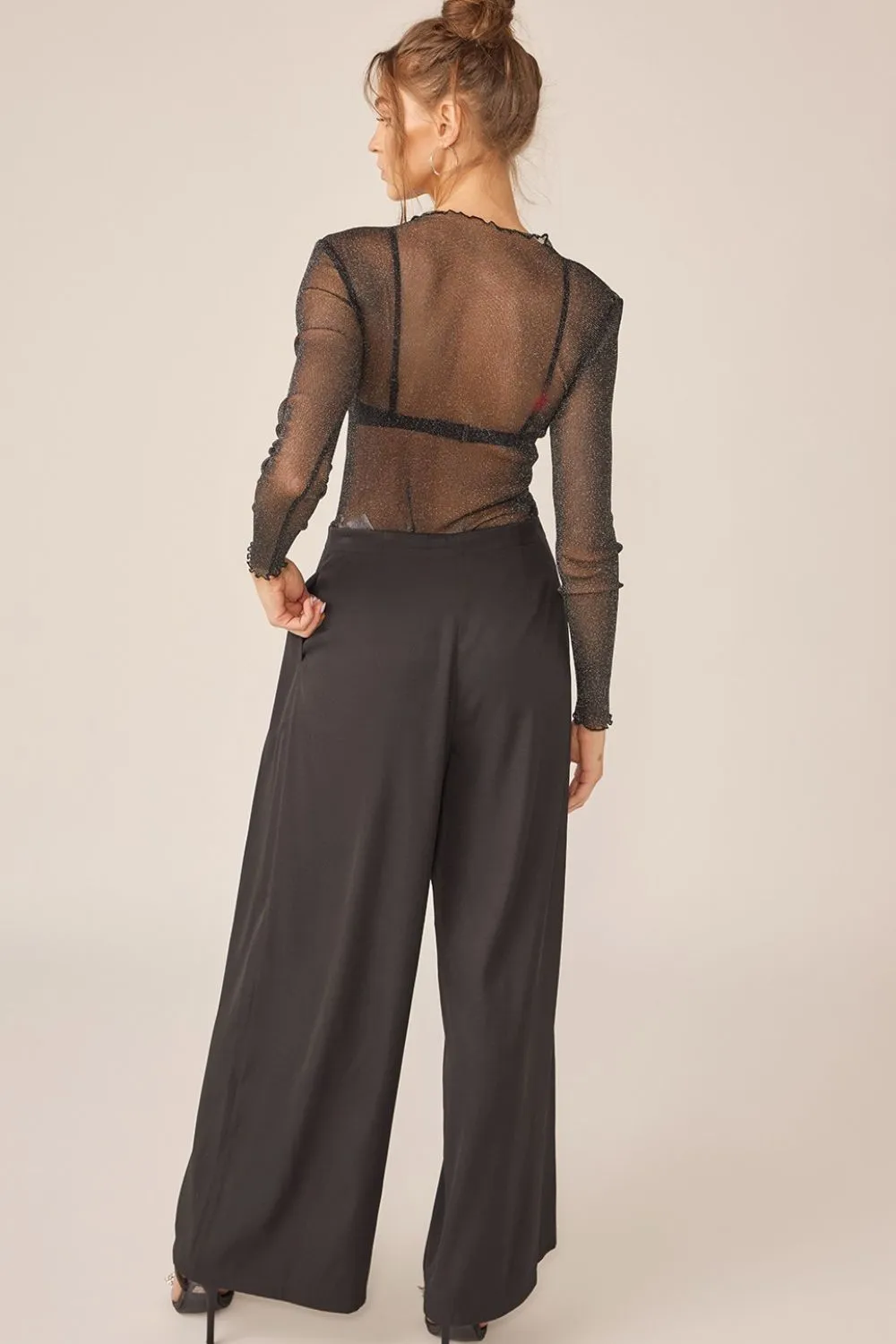 Sparkling Glitter Long Sleeve Sheer Top, image 6