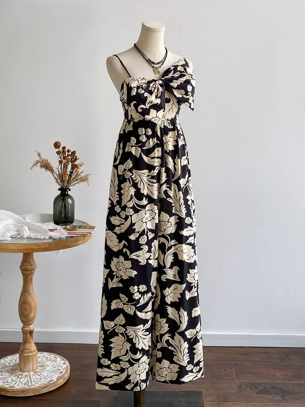 Floral Print Bowknot Wide Leg Jumpsuit, image 2