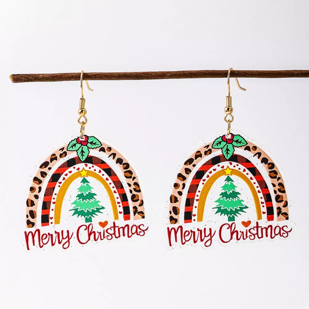 Christmas Rainbow Dangle Earrings, image 3