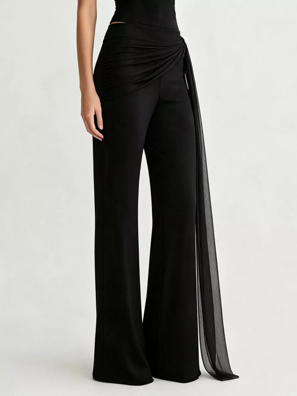 Draped Mesh Flare Pants, image 3