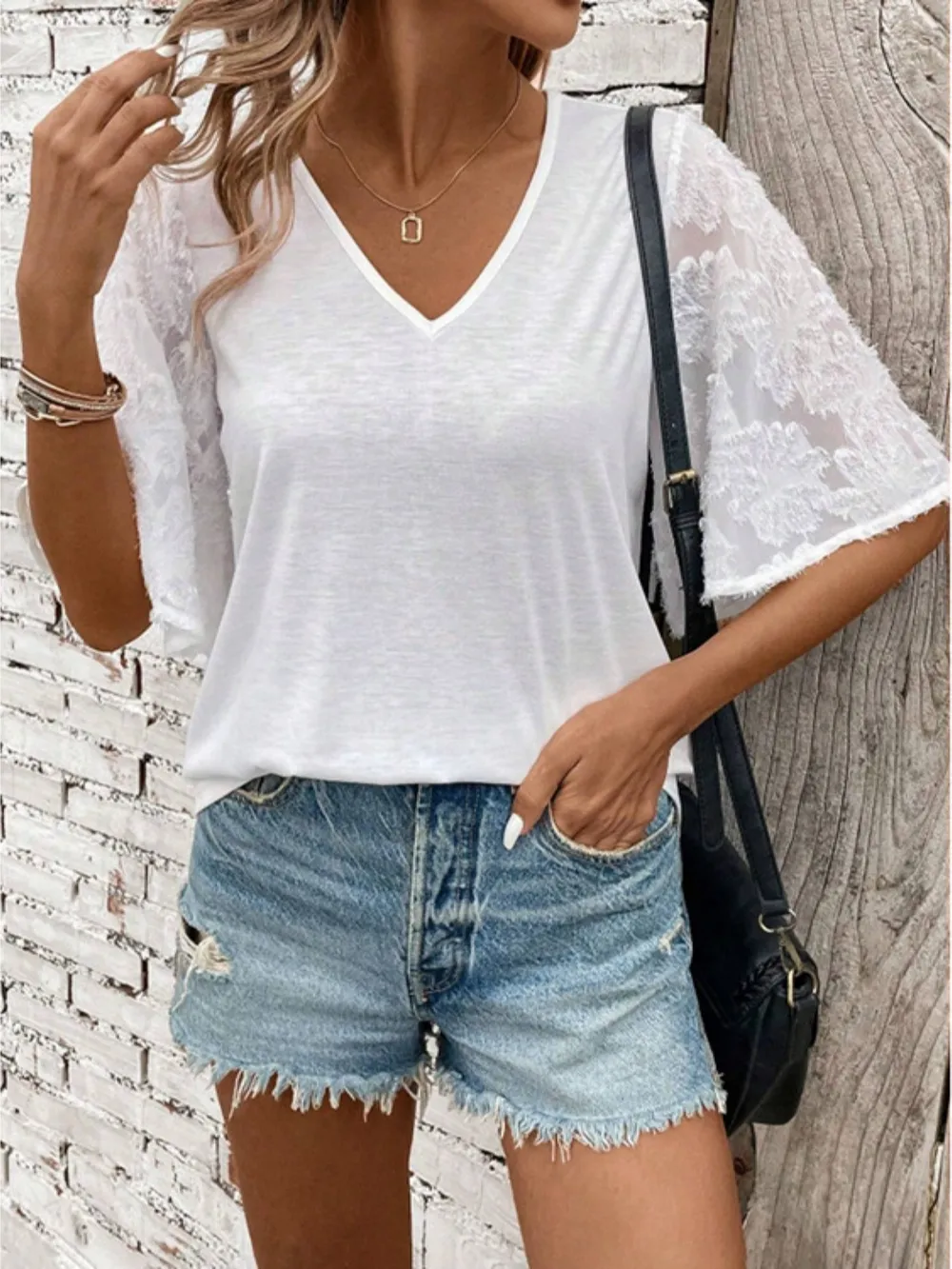 V-Neck Half Sleeve T-Shirt, image 5