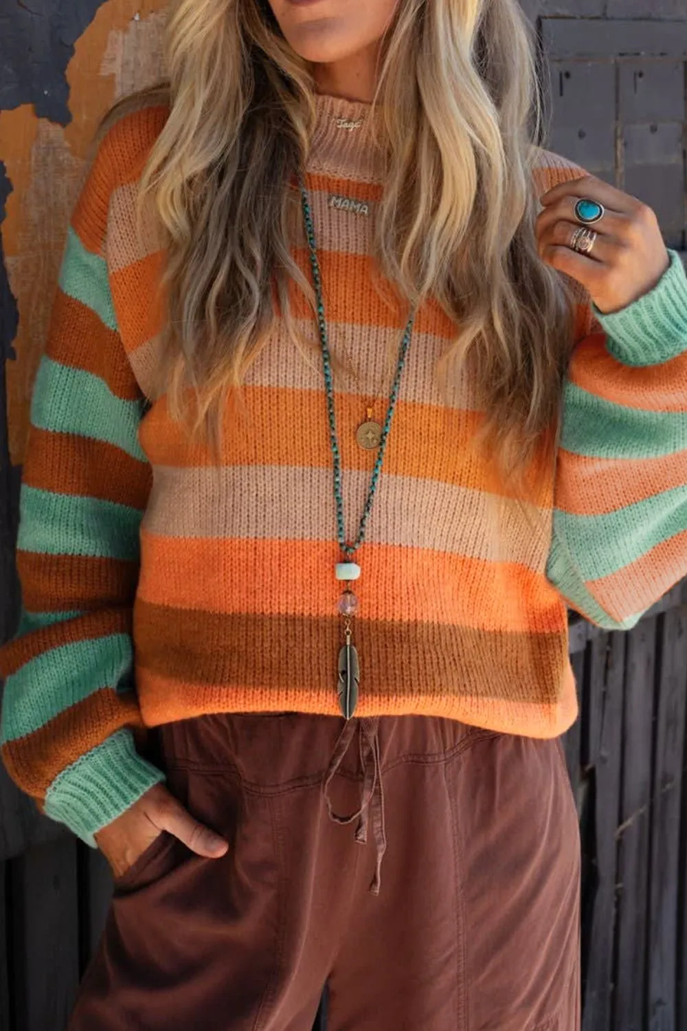 Striped Rainbow Long Sleeve Sweater, image 3