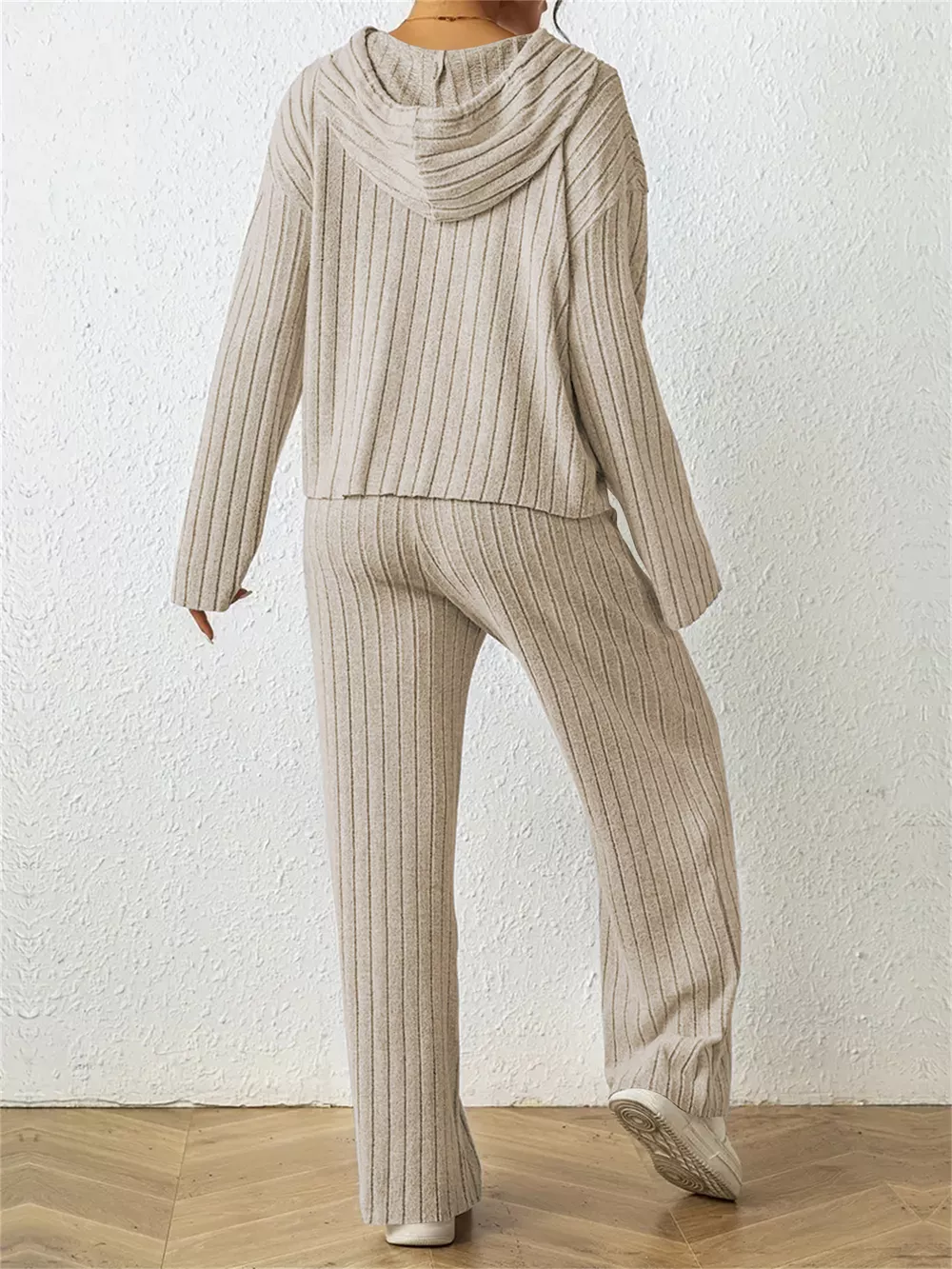 Ribbed Drawstring Hoodie and Pants Set, image 12