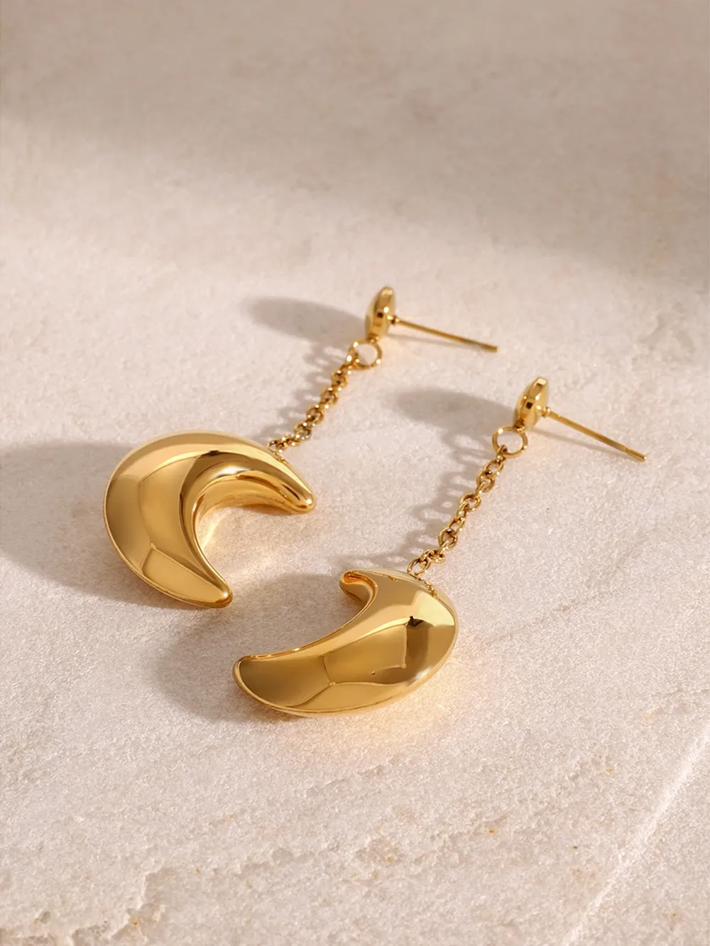 Stainless Steel Moon Dangle Earrings, image 6