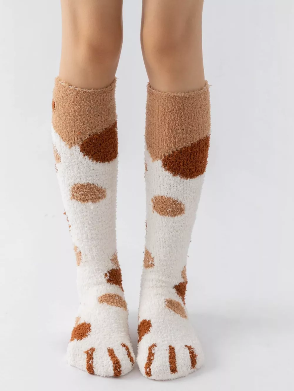 Fuzzy Knee-High Animal Paw Socks, image 4