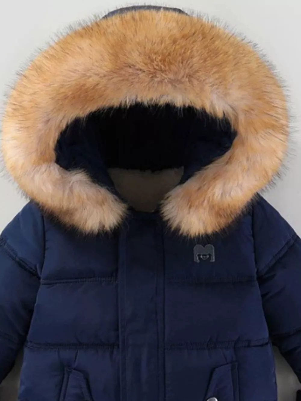 Children's Warm Padded One-Piece Snowsuit with Fur Hood, image 20
