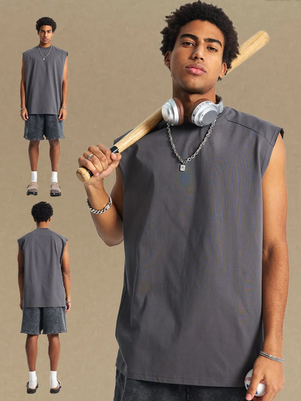 Men's Solid Color Round Neck Tank, image 3