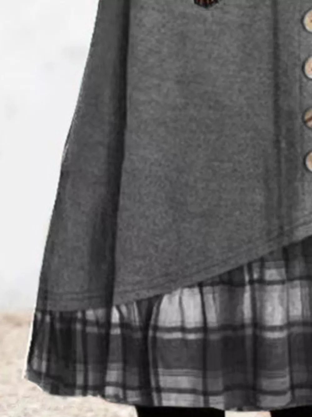 Full Size Asymmetrical Plaid Patchwork Long Sleeve Dress Plus Size, image 2