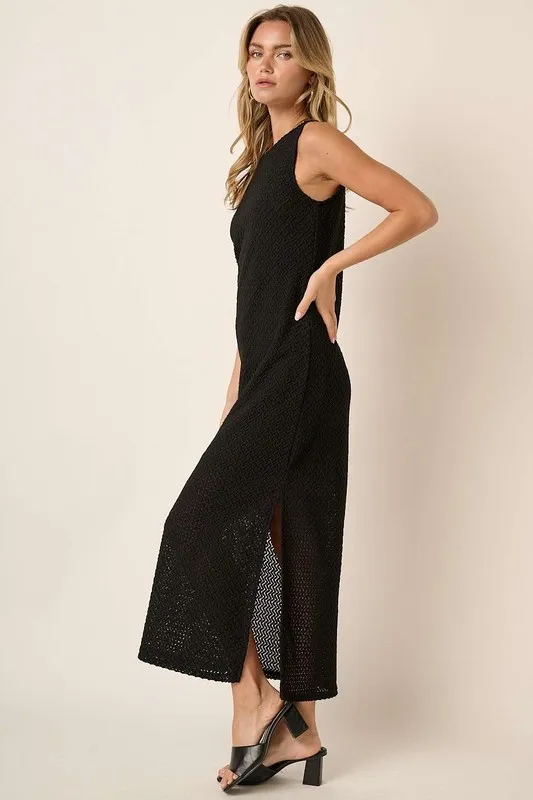Side Slit Round Neck Sleeveless Dress, image 3