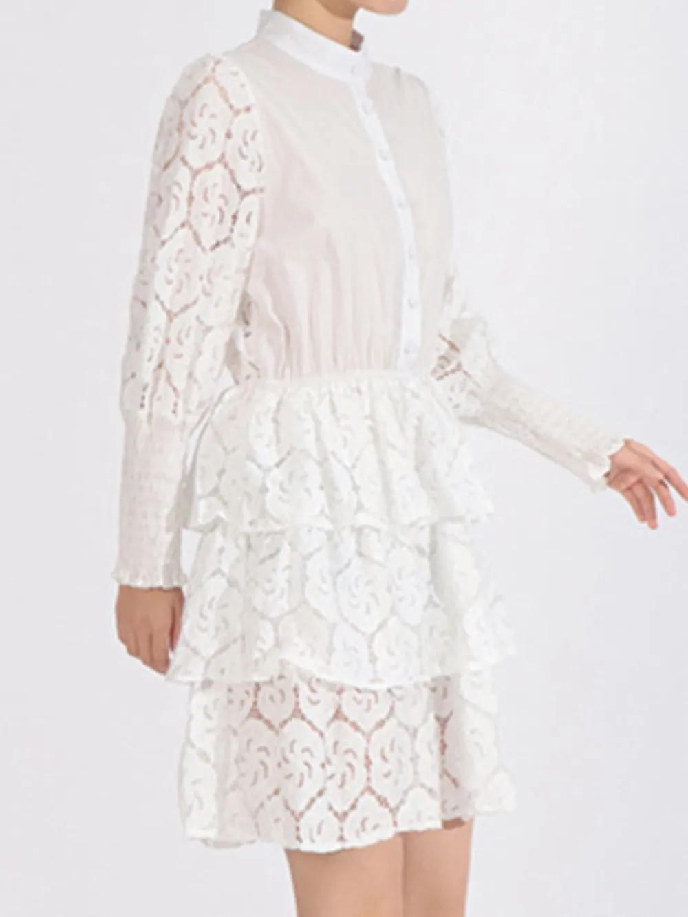 Full Size Lace Layered Long Sleeve Dress Plus Size, image 7