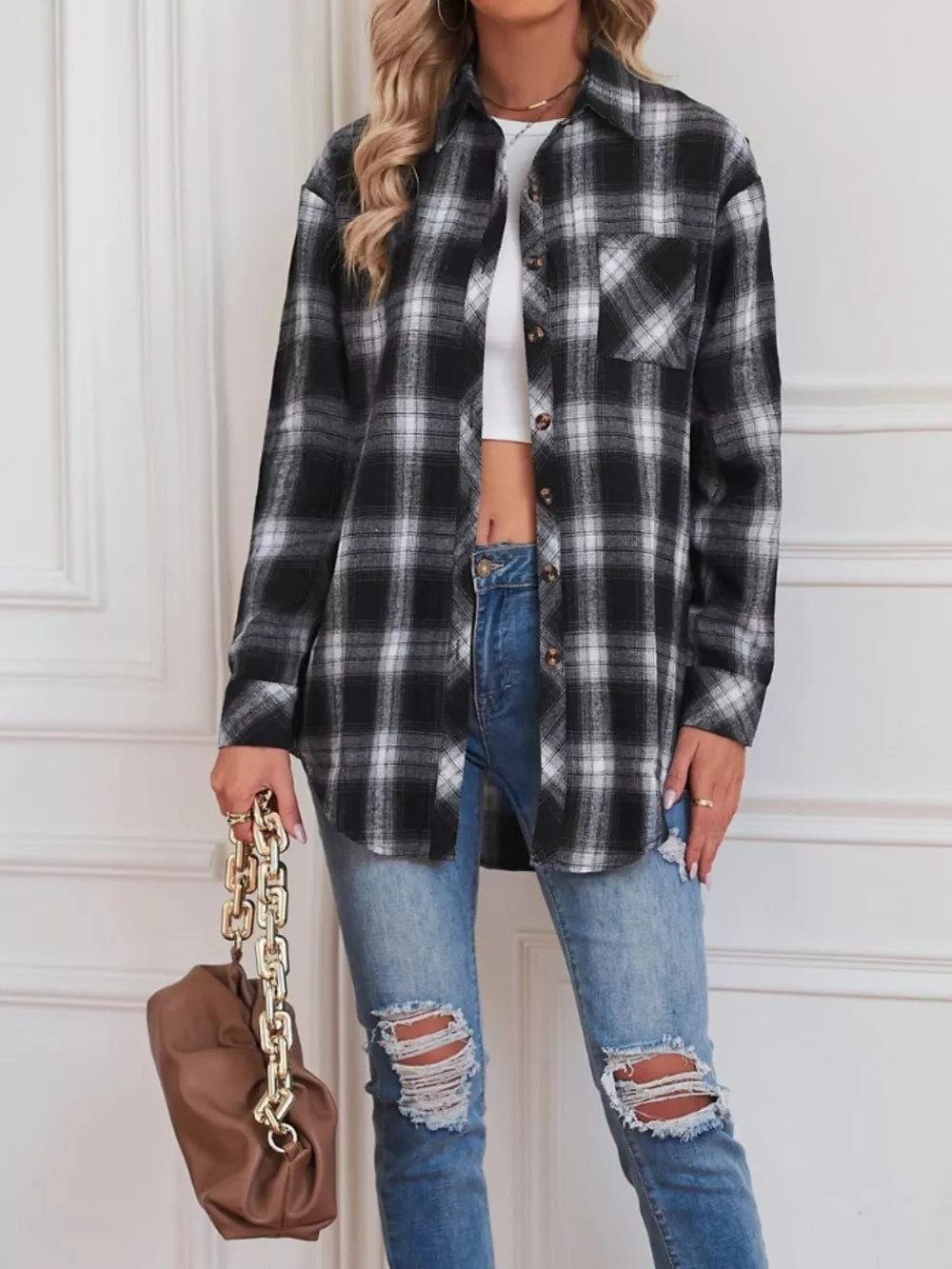 Casual Plaid Button Up Shirt, image 4