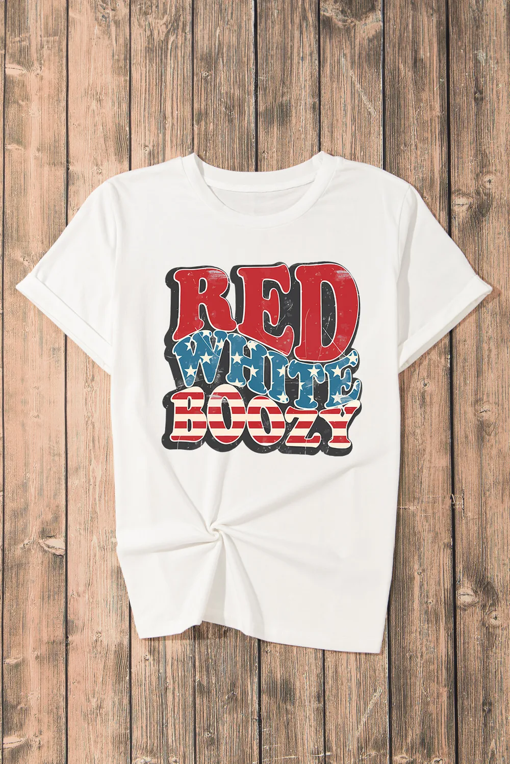 Letter Graphic Round Neck Short Sleeve T-Shirt, image 2