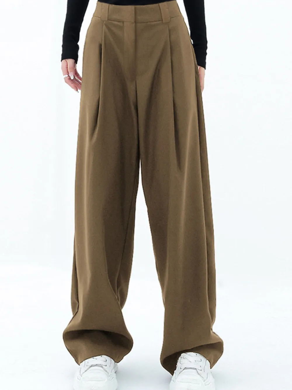 Men's High-Waisted Wide Leg Pleated Trousers, image 4
