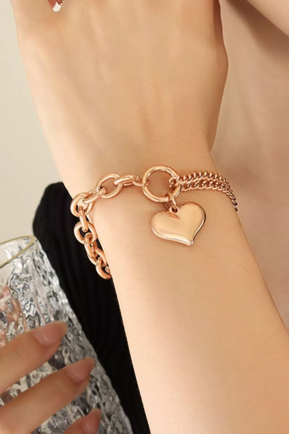 Half Chunky Chain Titanium Steel Bracelet, image 3