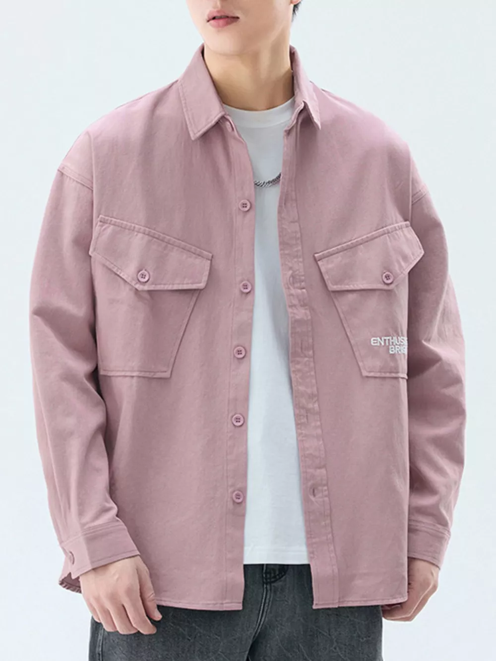 Men's Plus Size Button Up Casual Shirt with Chest Pockets, image 2