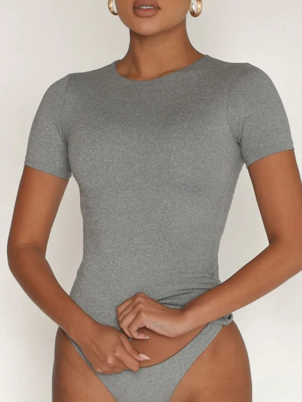 Round Neck Short Sleeve Swim Top, image 14
