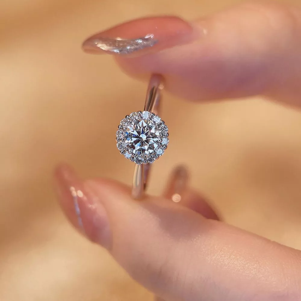 1 Carat 925 Sterling Silver Moissanite Flower Ring, image 7
