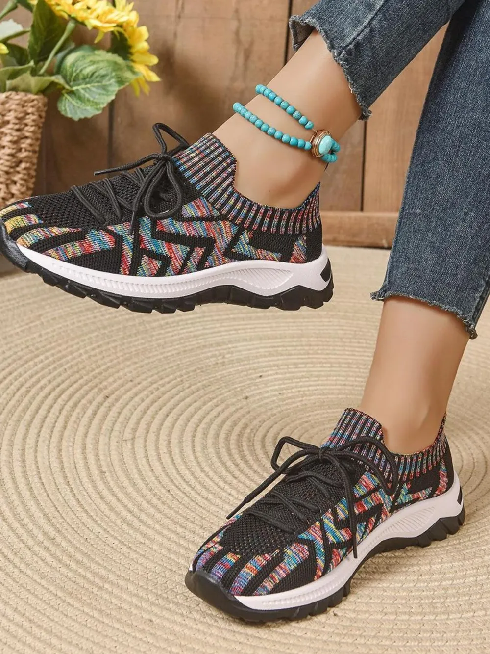 Mesh Knit Lace Up Athletic, image 3