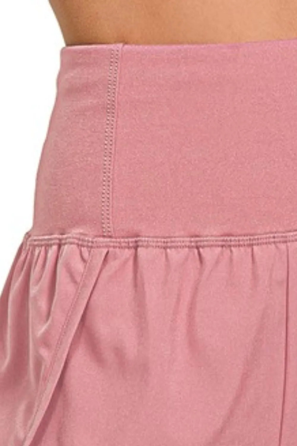 High Waisted Zippered Back Pocket Running Shorts, image 2