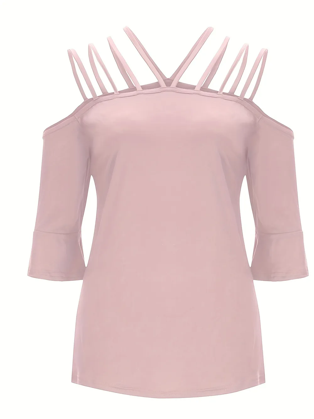 Full Size Cold Shoulder Three-Quarter Sleeve Blouse, image 8