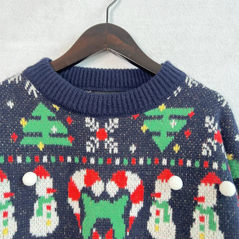 Christmas Pattern Round Neck Long Sleeve Sweater, image 5