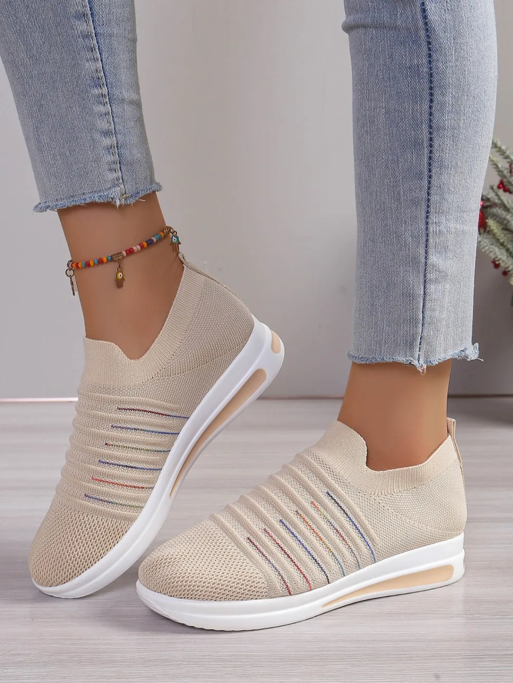 Breathable Mesh Wedge Sneakers, image 2