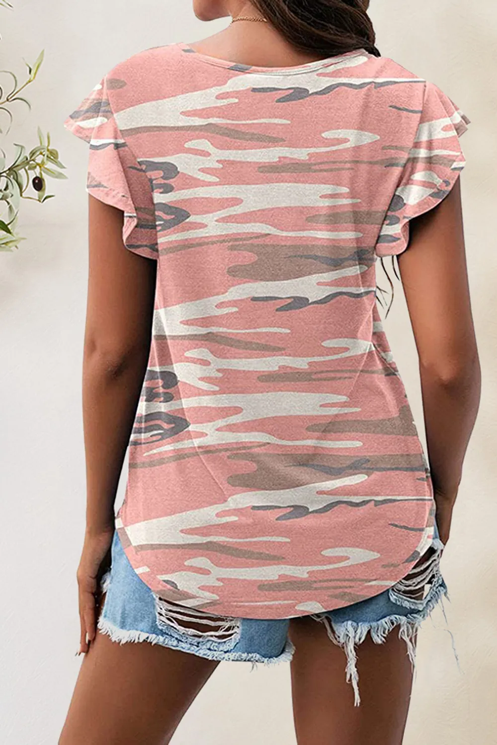 Printed Round Neck Short Sleeve T-Shirt, image 36
