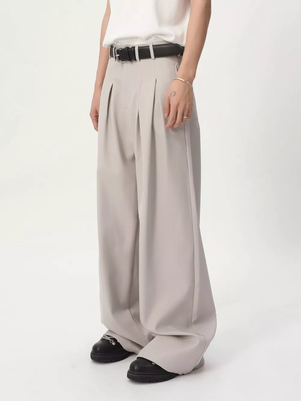 Men's High-Waisted Pleated Wide-Leg Pants, image 5