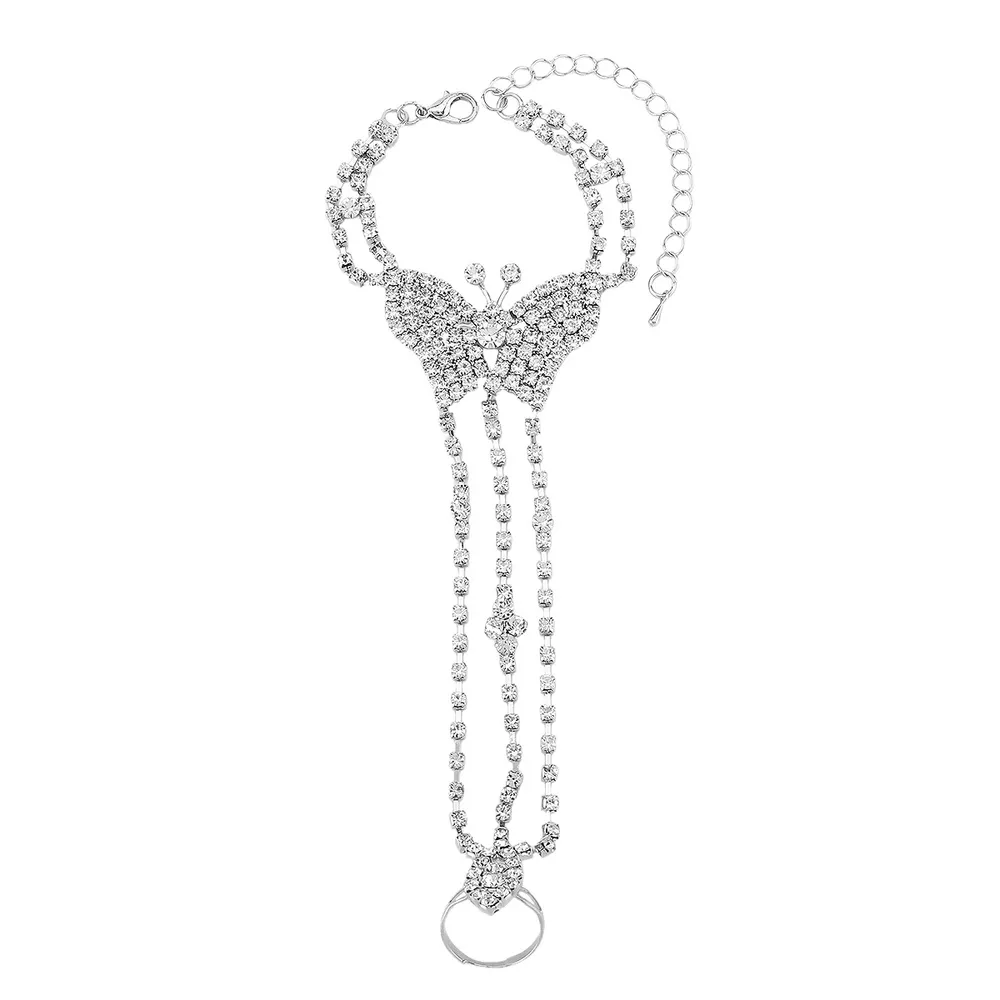 Rhinestone Butterfly Hand Chain Bracelet, image 3