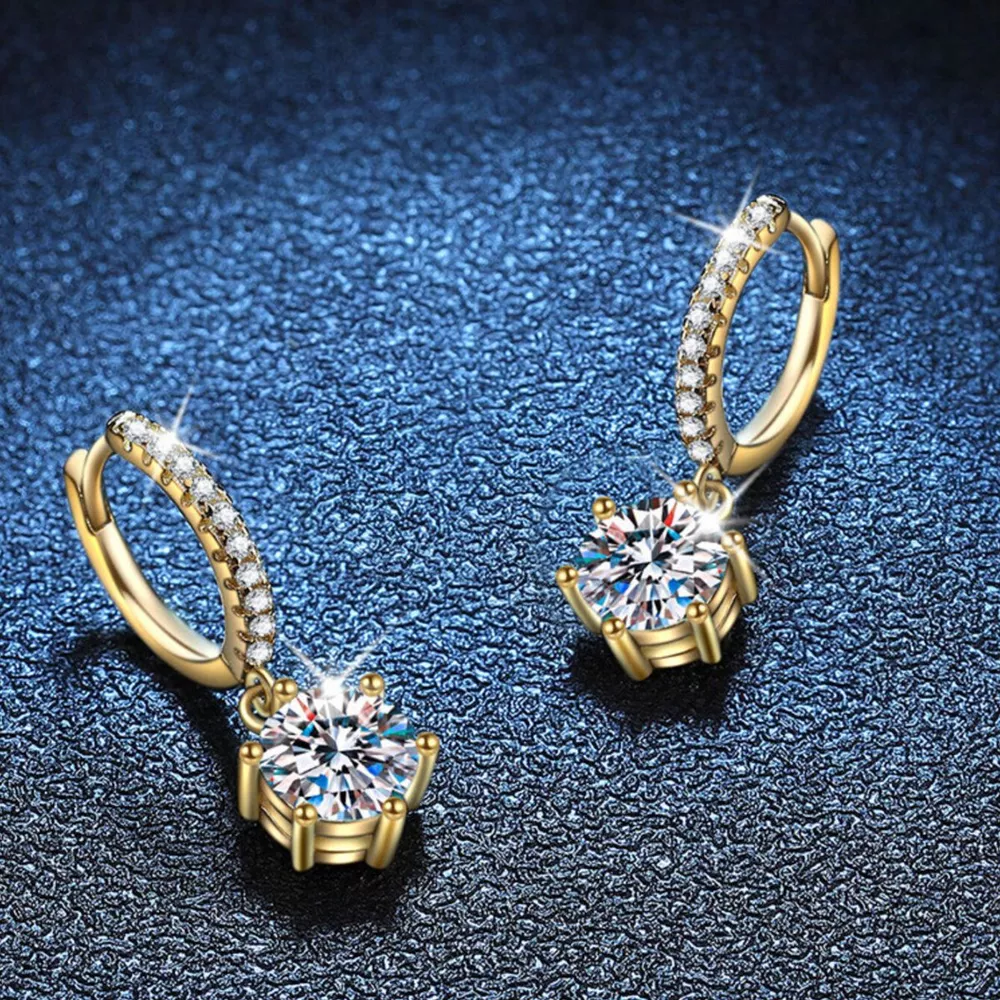 1 Carat 925 Sterling Silver Moissanite Drop Earrings, image 5