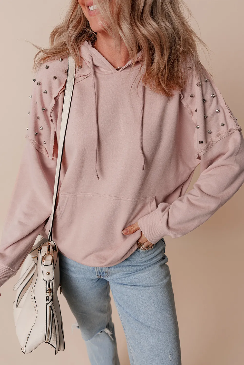 Rivet Drawstring Long Sleeve Hoodie, image 7