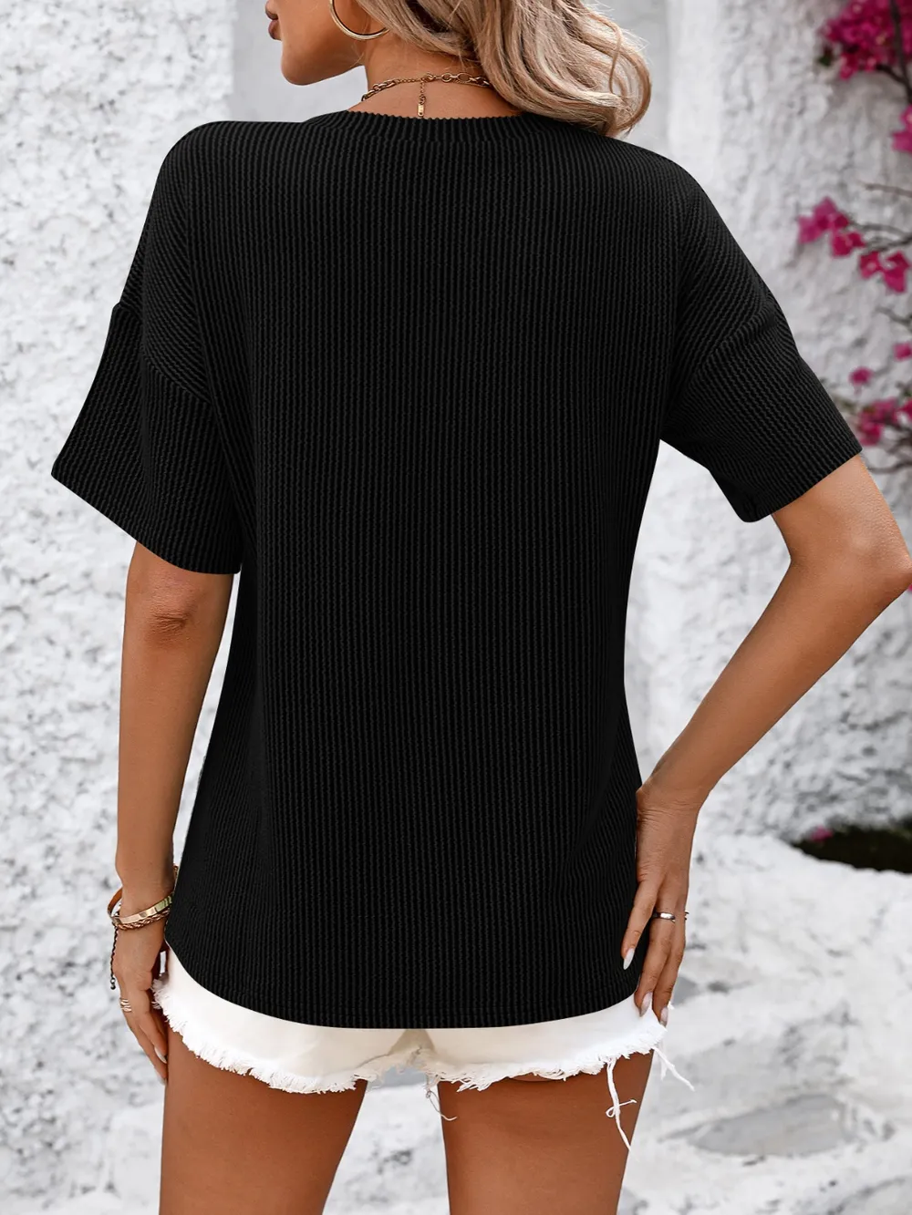 V-Neck Dropped Shoulder T-Shirt, image 10