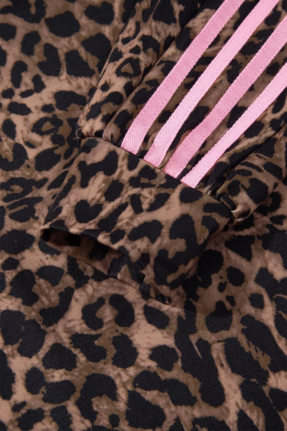 Leopard Print Contrast Striped Detail Long Sleeve Top Pant Set, image 11
