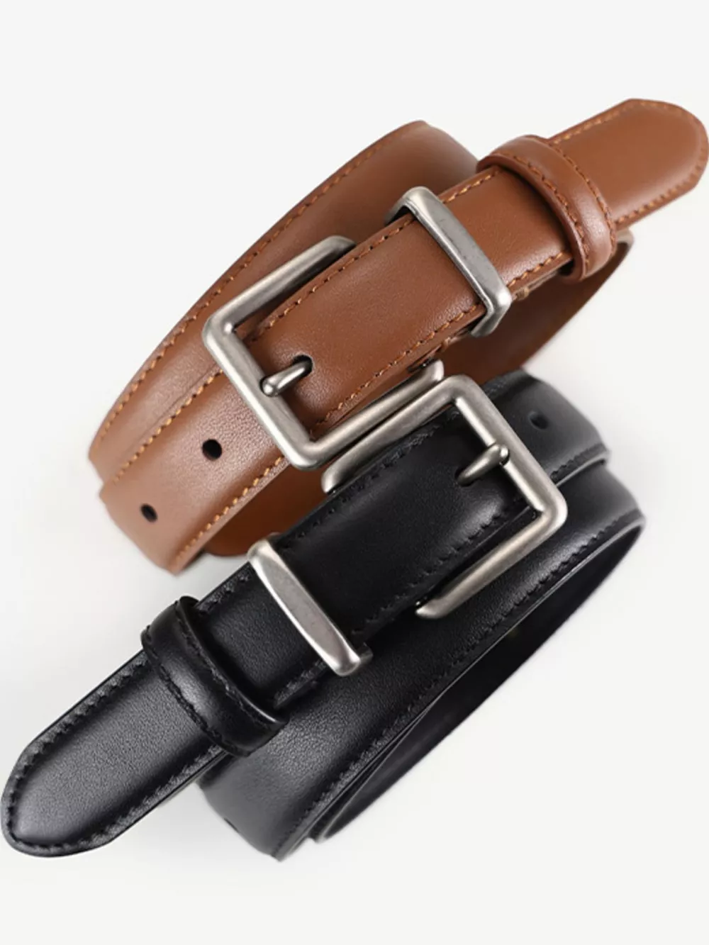 Classic Leather Belt with Square Buckle, image 2