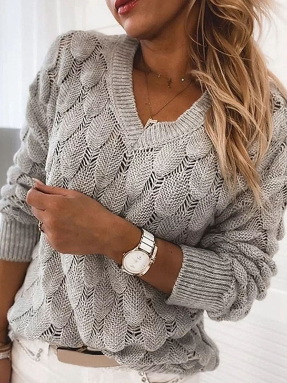 V-Neck Knitted Sweater, image 5