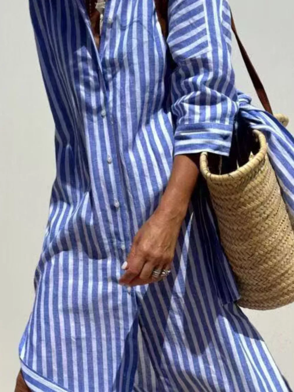Full Size Printed Button-Down Midi Dress Plus Size, image 4