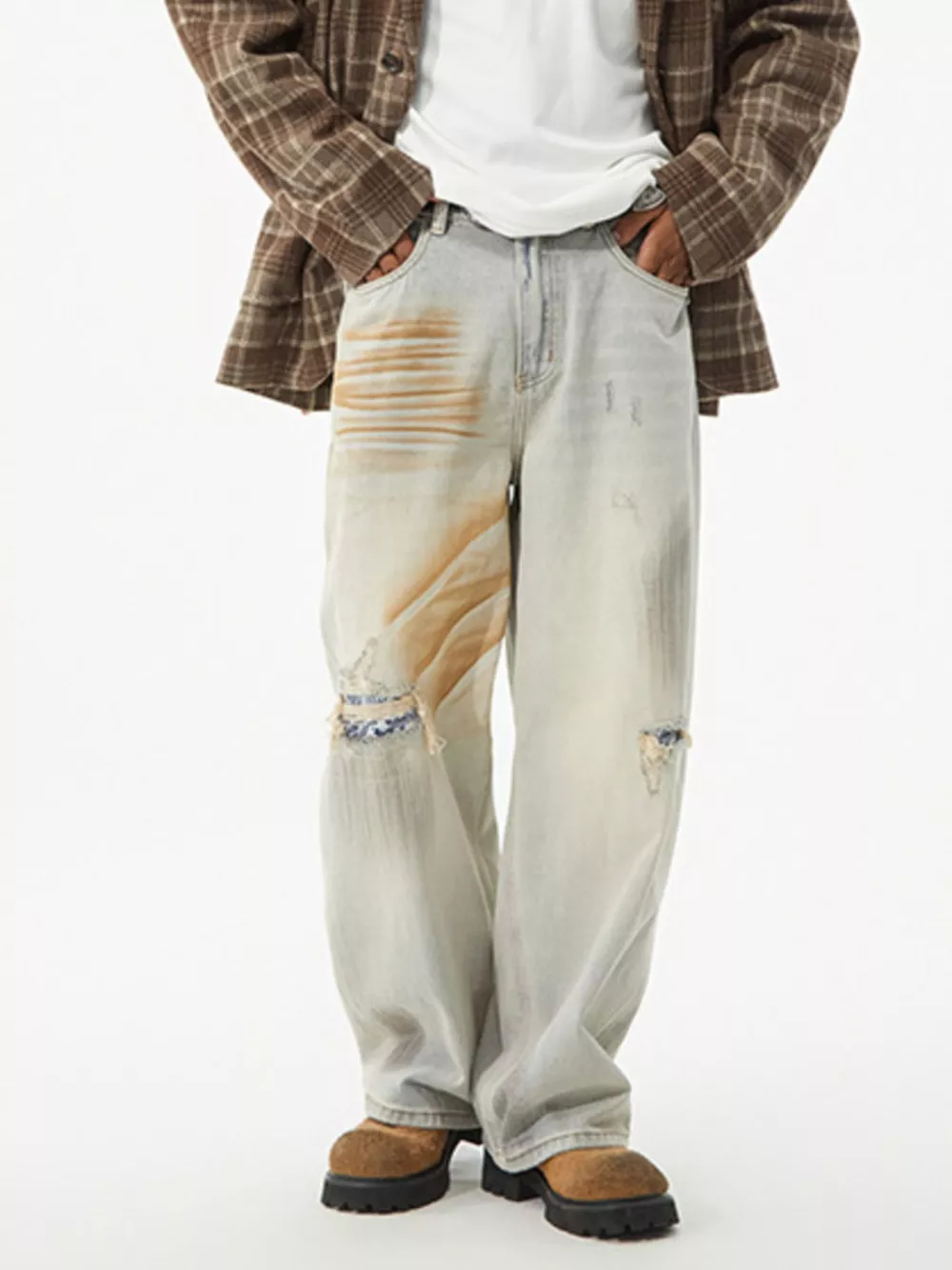 Men's Distressed Wide Leg Jeans, image 2