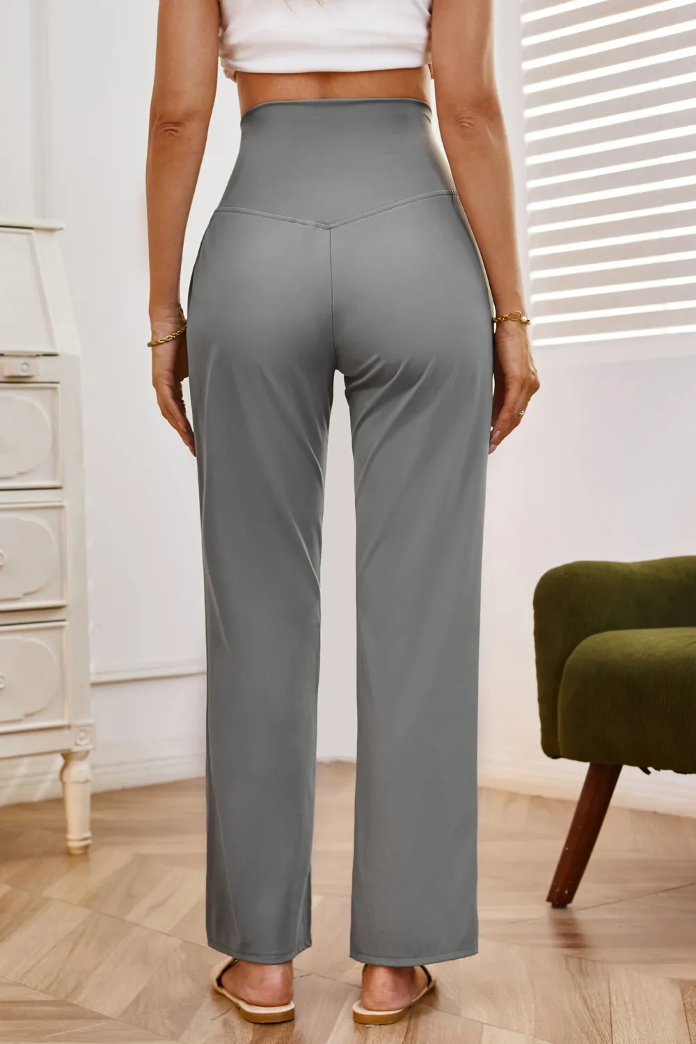 High Waist Wide Leg Pants with Pockets, image 12