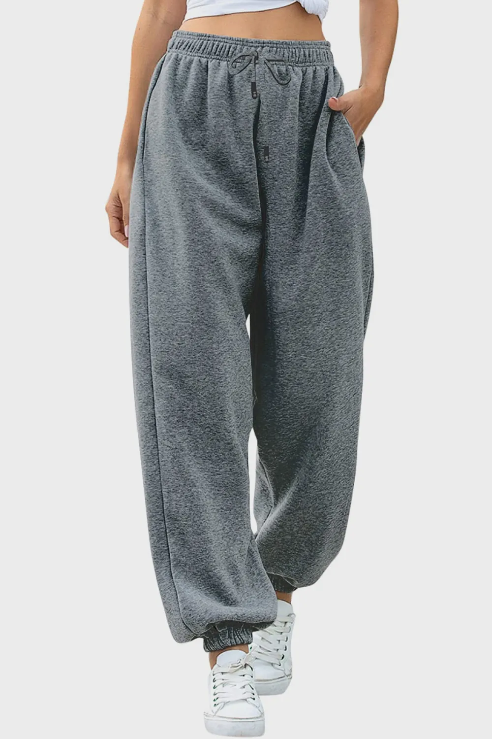 Elastic Waist Joggers with Pockets, image 11