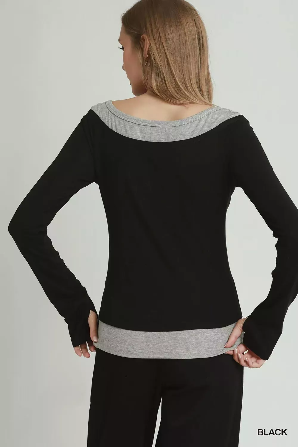 Layered Twofer Long Sleeve Top, image 3