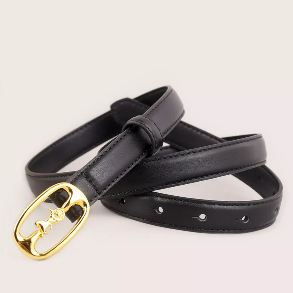 Leather Belt with Horse Carriage Buckle, image 2
