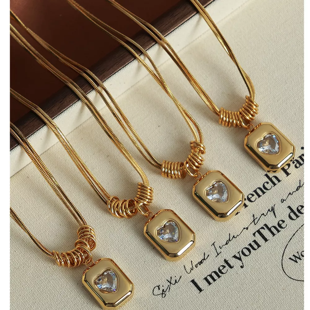 18K Gold-Plated Zircon Heart Necklace, image 6